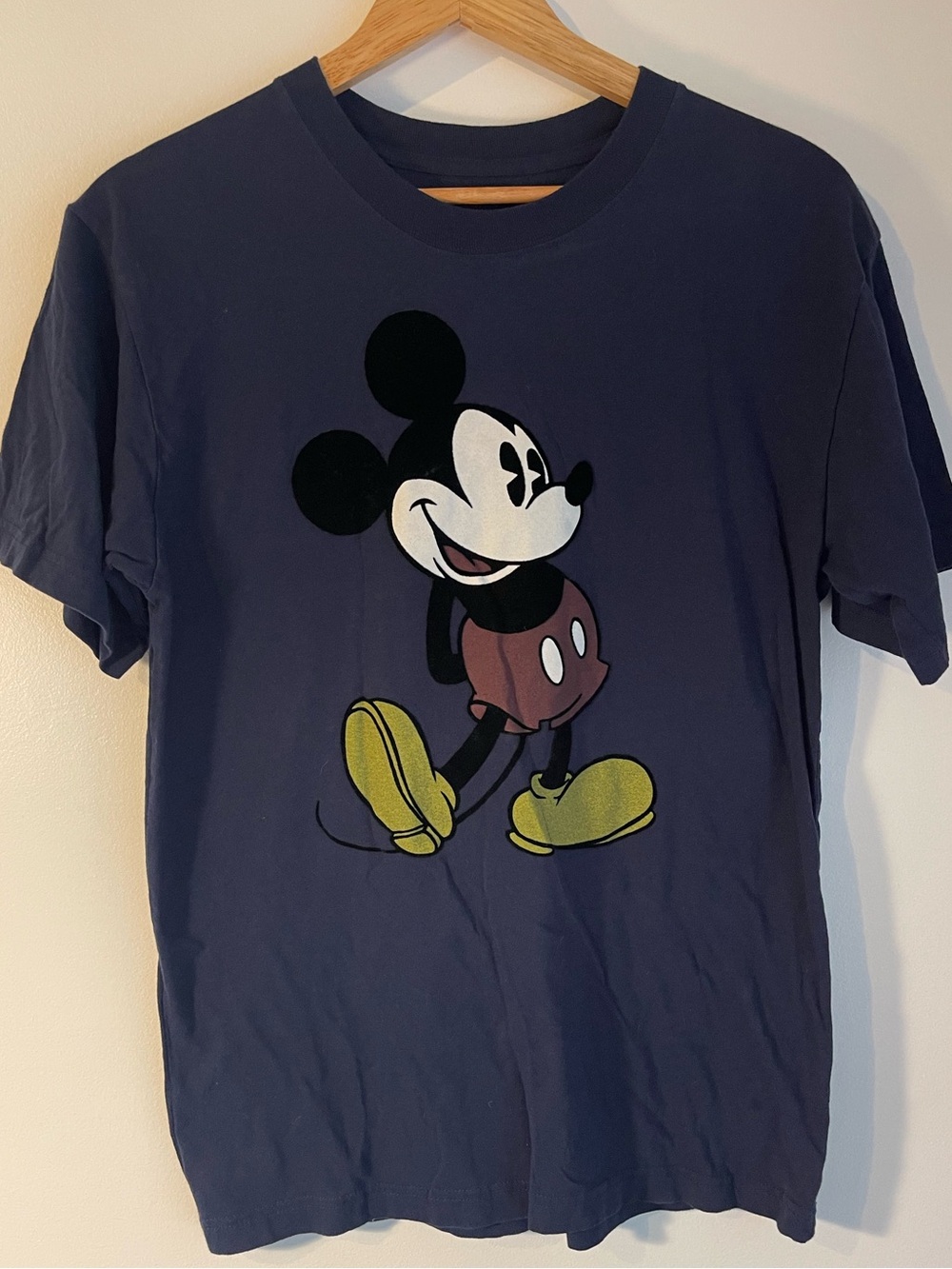 Disney Navy Blue Mickey Mouse Flocked Velvet Graphic T-Shirt Medium